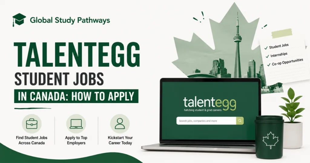A banner for TalentEgg Student Jobs in Canada: How to Apply with a laptop with talentegg on the screen placed on the table.