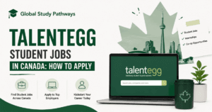 A banner for TalentEgg Student Jobs in Canada: How to Apply with a laptop with talentegg on the screen placed on the table.