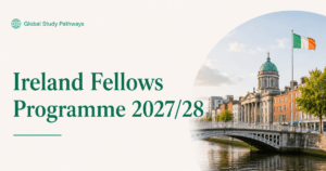 Banner to represent Ireland Fellows Programme 2027/28 with the flag and country's icon