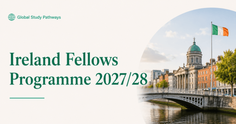 Banner to represent Ireland Fellows Programme 2027/28 with the flag and country's icon