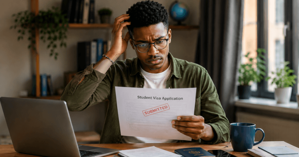 A worried student to represent Can You Change Your Sponsor After Submitting a Student Visa Application