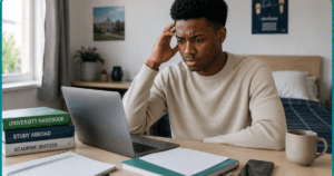 A student looking confused at his laptop to depict Can Universities Withdraw an Admission Offer?