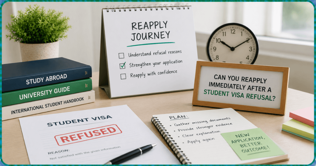 Books, clock, calendar to depict Can You Reapply Immediately After a Student Visa Refusal?