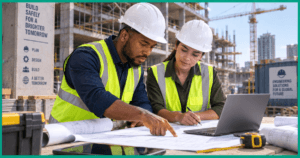 Engineers on a site working to represent What to Check Before Studying a Regulated Profession Abroad