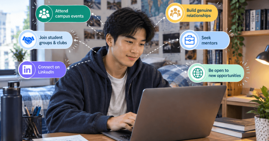 A student in their room studying for How to Build a Professional Network When You Don’t Know Anyone Abroad